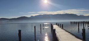 See-zugang Sonne Schnee